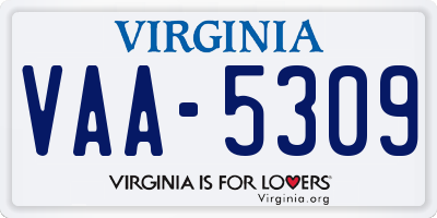 VA license plate VAA5309