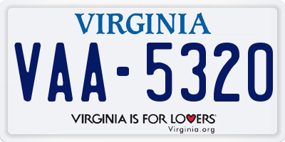 VA license plate VAA5320