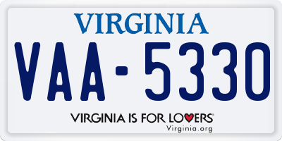 VA license plate VAA5330
