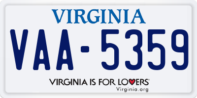 VA license plate VAA5359