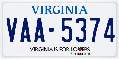 VA license plate VAA5374