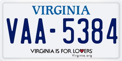 VA license plate VAA5384