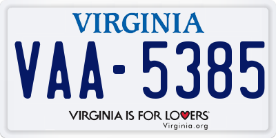 VA license plate VAA5385