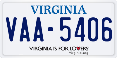 VA license plate VAA5406
