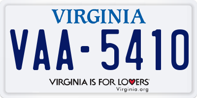 VA license plate VAA5410