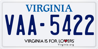 VA license plate VAA5422