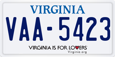 VA license plate VAA5423