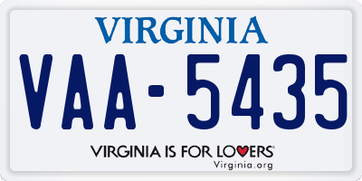 VA license plate VAA5435