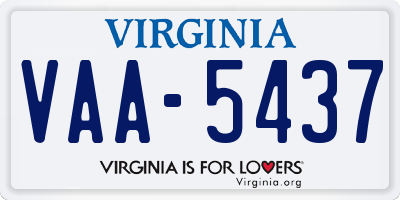 VA license plate VAA5437