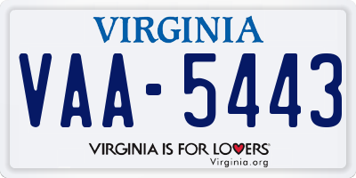VA license plate VAA5443