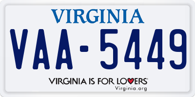 VA license plate VAA5449