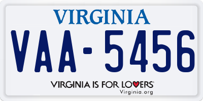 VA license plate VAA5456