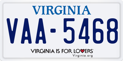VA license plate VAA5468