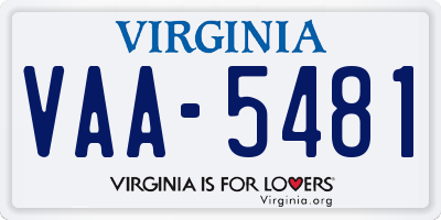 VA license plate VAA5481