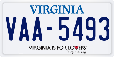VA license plate VAA5493