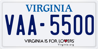 VA license plate VAA5500
