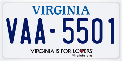 VA license plate VAA5501
