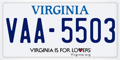 VA license plate VAA5503