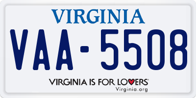 VA license plate VAA5508