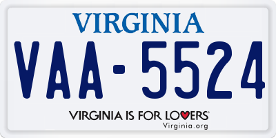 VA license plate VAA5524
