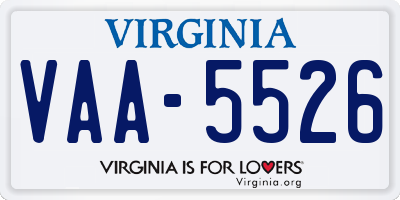VA license plate VAA5526