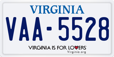 VA license plate VAA5528