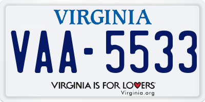 VA license plate VAA5533