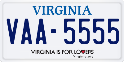 VA license plate VAA5555