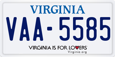 VA license plate VAA5585