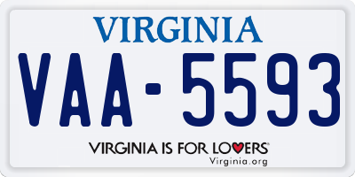VA license plate VAA5593