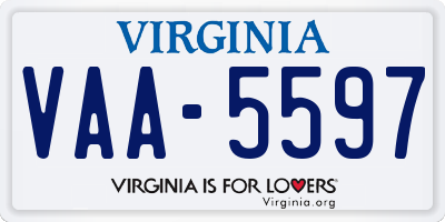 VA license plate VAA5597