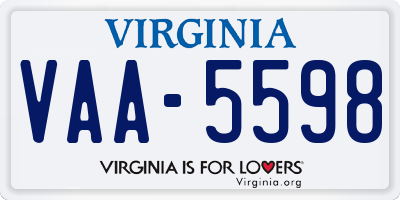 VA license plate VAA5598