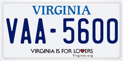 VA license plate VAA5600