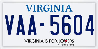 VA license plate VAA5604