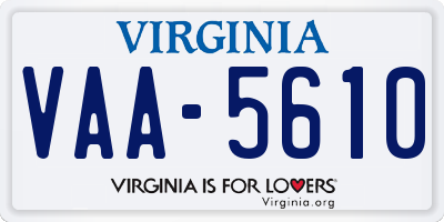 VA license plate VAA5610