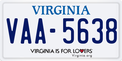 VA license plate VAA5638