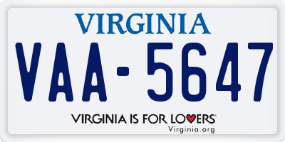VA license plate VAA5647