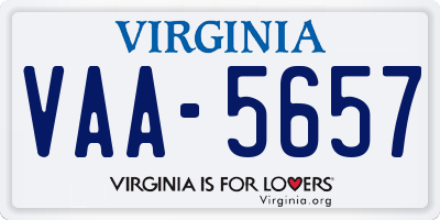 VA license plate VAA5657
