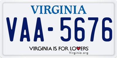 VA license plate VAA5676