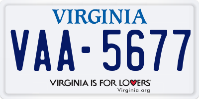 VA license plate VAA5677