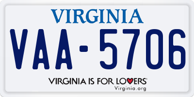 VA license plate VAA5706