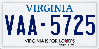 VA license plate VAA5725