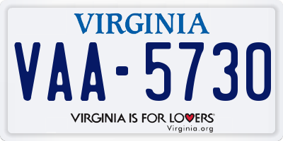 VA license plate VAA5730