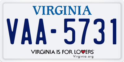VA license plate VAA5731