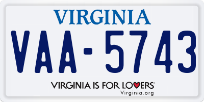 VA license plate VAA5743