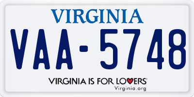 VA license plate VAA5748