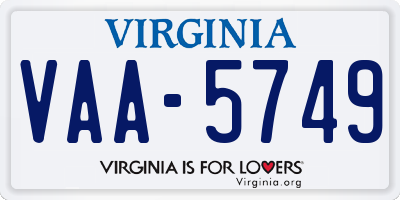 VA license plate VAA5749