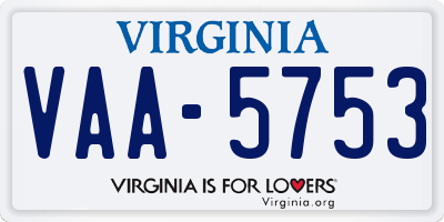 VA license plate VAA5753