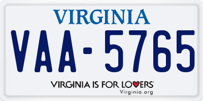 VA license plate VAA5765