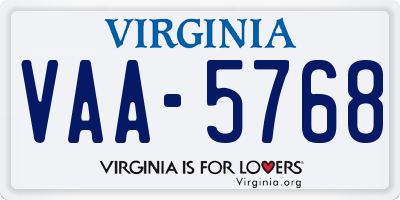 VA license plate VAA5768